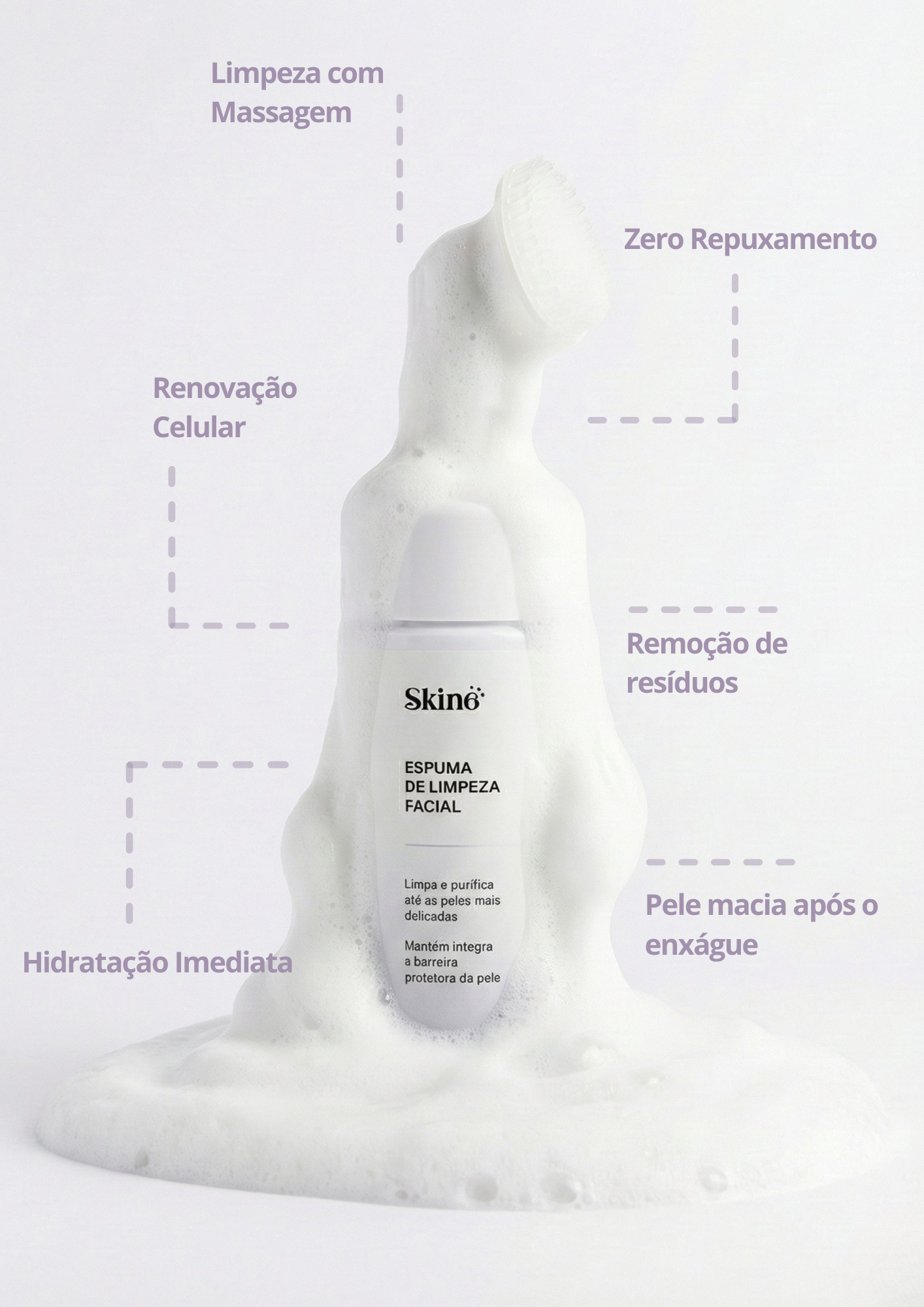 Espuma de limpeza facial com Ácido Hialurônico