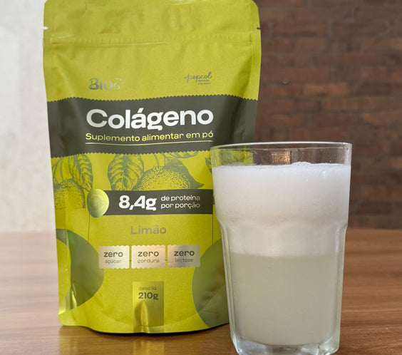 Colágeno Bio6 Limão sobre a mesa